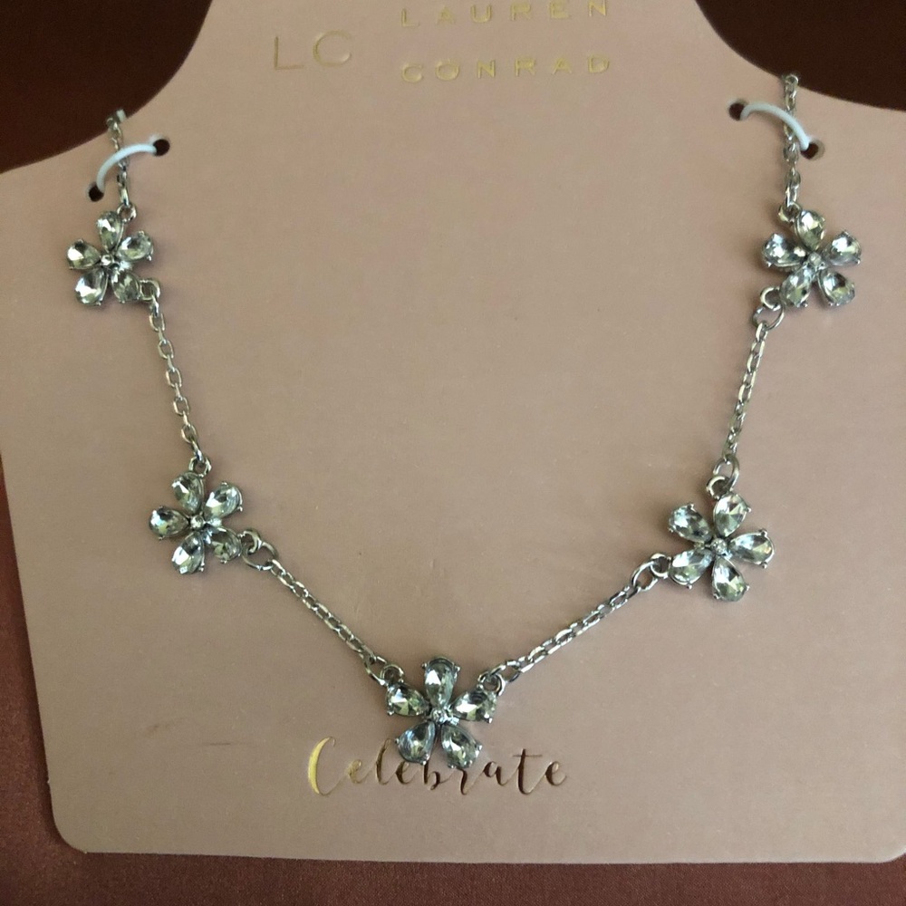 Brand New Lauren Conrad Rhinestone Flower Necklace